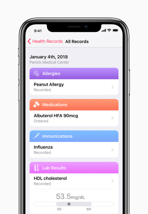 Apple new Health Records