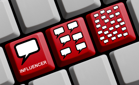 Red keyboard keys influencer marketing