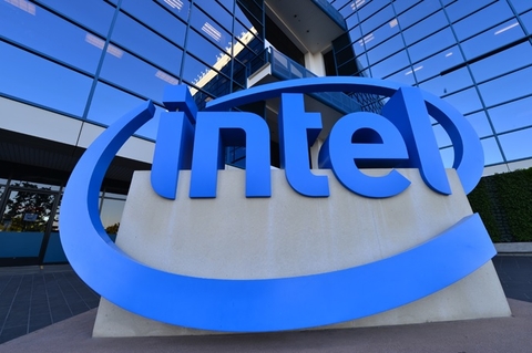 Intel corporate logo Intel HQ building logo