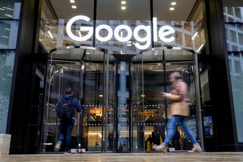 Google logo on building Google building