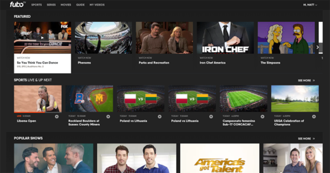FuboTV screen FuboTV screen