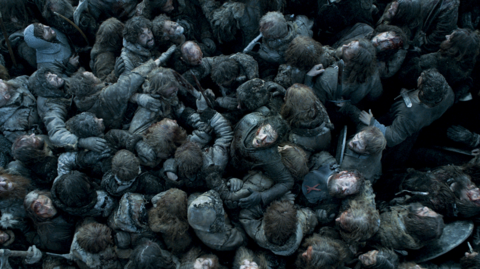 HBO Game of Thrones battle scene 800 px (HBO) Jon Snow in seemingly hopeless straits in this Game of Thrones battle scene. Image: HBO
