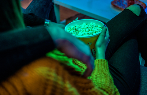Binge TV watching bowl of popcorn Binge TV watching bowl of popcorn