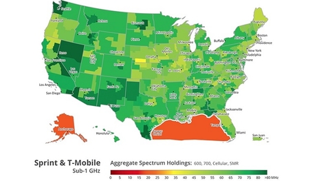 Sprint and T-Mobile spectrum merger map (Mosaik) Sprint and T-Mobile spectrum merger map (Mosaik)