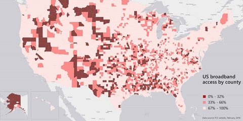 FCC map on digital divide and rural broadband (Microsoft) FCC map on digital divide and rural broadband (Microsoft)