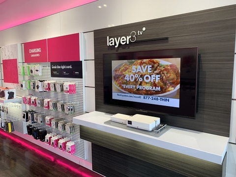 Layer3 TV in T-Mobile store (Mike Dano / FierceWireless) Layer3 TV in T-Mobile store (Mike Dano / FierceWireless)