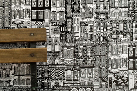Brownstoner Designed by Brooklyn-based artist Ian “Hydeon” Ferguson, Brownstoner has an architectural design inspired by old Brooklyn neighborhoods.