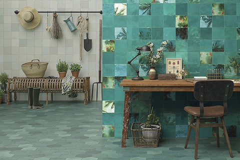 Casablanca Casablanca mimics the red clay customary to the terracotta style of handmade, old world Moroccan tiles.