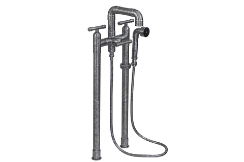 WaterBridge tub filler with hand shower At the heart of the new design is a single diverter, which replaces two shut-offs.