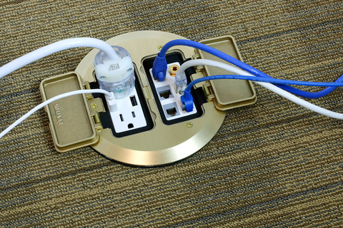Concrete floor box system from Leviton This holistic solution provides access to power connectivity and network infrastructures for any commercial setting
