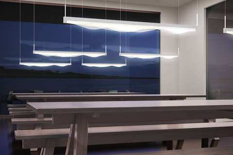 Wave Bar Wave Bar has undulating waves of translucent acrylic profiles flowing in a complex rising and falling of alternating layers.