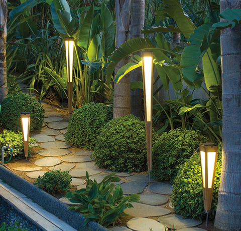 Torche collection Available in three different sizes and delivered with either a spike to plant or an attachable base, Torche may be used as an upgraded version of a tiki torch.