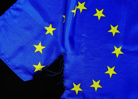 Brexit EU flag torn