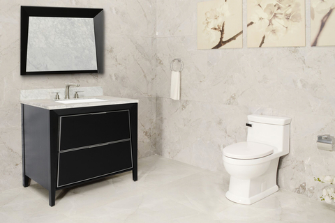 Canto toilet As a high-efficiency toilet consuming only 1.28 gallons per flush, the Canto has an oversized 2 1⁄8" trapway and 3" flush valve to eliminate clogging.