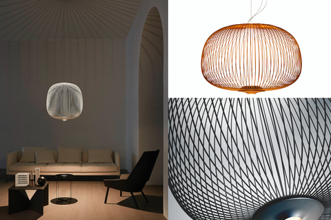 Spokes With a conceptual and utilitarian design by Garcia Cumini, the silhouette of Spokes evokes that of a birdcage or a lantern.
