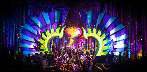 projection mapping Sherwood Forest at Electric Forest Music Festival