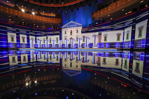 set design for first round Democratic Debate 2020