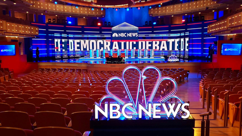 set design for first round Democratic Debate 2020