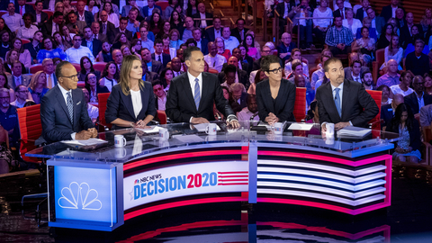 set design for first round Democratic Debate 2020