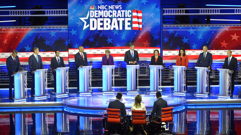 set design for first round Democratic Debate 2020