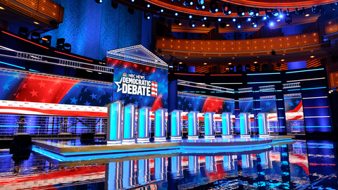 set design for first round Democratic Debate 2020