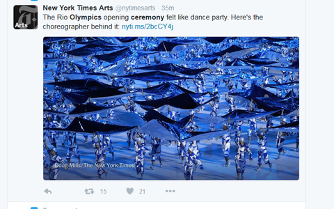 New York Times Arts rlmnytimesarts 36m36 minutes ago The Rio Olympics opening ceremony felt like dance party Here39s the choreographer behind it httpnytims2bcCY4j