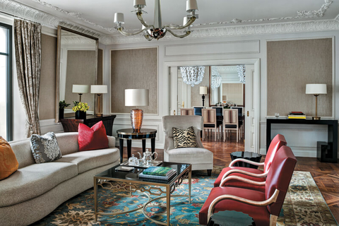 St. Regis New York The Presidential Suite at St. Regis New York has three bedrooms, a large foyer, a formal dining room and a separate living room.