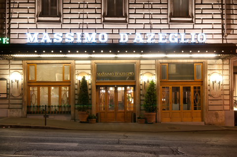 Hotel Massimo D’Azeglio Exterior of hotel with sign emphasized