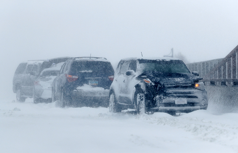 Winter Storm Ulmer Newscred Editorial Travel Group Only A string of wrecked vehicles sit on an overpass over Interstate 70 as a late winter storm packing hurricane-force winds and snow sweeps over the intermountain region.