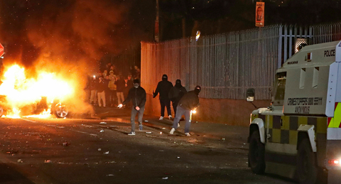 Northern Ireland Riots Editorial Newscred Travel Group Only Petrol bombs are thrown at police in the Creggan area of Londonderry, in Northern Ireland.