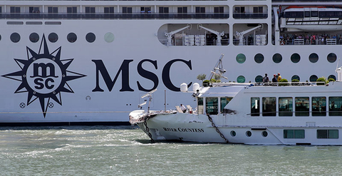 Venice Collision Newscred Editorial Travel Group Only The MSC Magnifica cruise ship passes by the tourist boat, foreground, bottom right, that was struck by a towering cruiser, foreground right, in Venice, Italy.