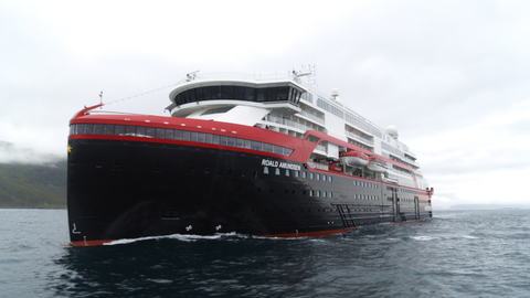 MS Roald Amundsen Exterior of the hybrid powered cruise ship