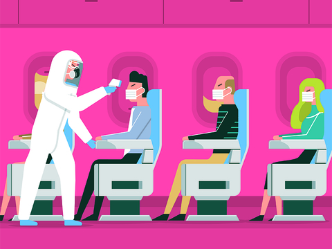 coronavirus testing on airplane graphic coronavirus testing on airplane graphic