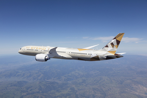 Etihad Airways Boeing 787-9 inflight Etihad Airways Boeing 787-9 inflight