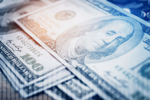 $100 bill with digital overlay Hundred dollar bill with digital matrix