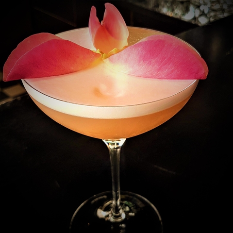 Rose Ginvino cocktail at The Willaston Bar at The Silo Hotel Rose Ginvino cocktail