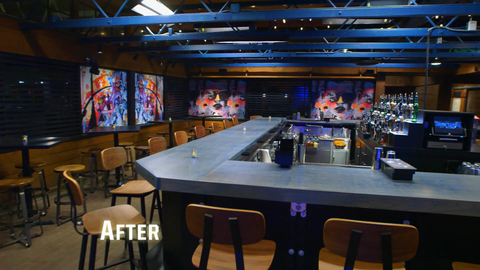 The interior of Eliphino, renamed to Shattered, after being remodeled by Jon Taffer on Bar Rescue