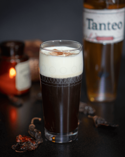 Chipotle Irish Coffee cocktail by Tanteo Tequila Chipotle Irish Coffee cocktail