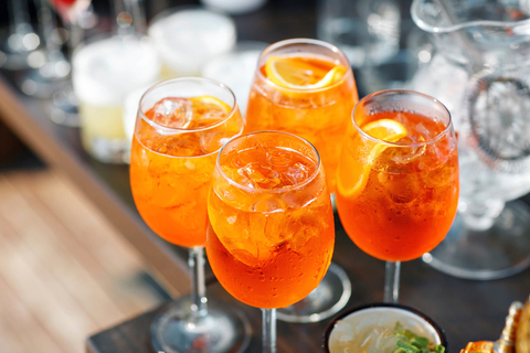 Aperol Spritzes on a bar Aperol Spritzes