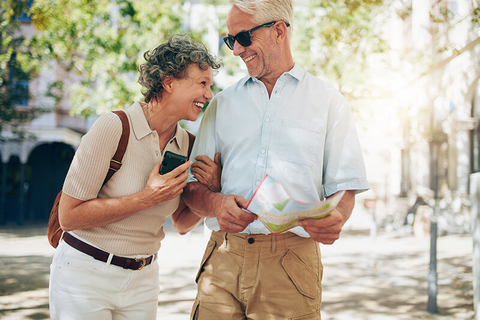 retired couple traveling // Photo by jacoblund/iStock/Getty Images Plus/Getty Images retired couple traveling