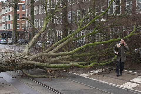 Amsterdam Storm Newscred Travel Group Only Scores of flights and trains were cancelled in The Netherlands and drivers were warned to stay off the roads as the country took a powerful hit of a storm which was set to lash large parts of Europe.