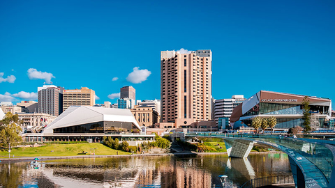 Adelaide Australia Getty Editorial Use Only Adelaide city skyline viewed across Elder Park on a bright day