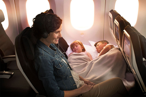 Air New Zealand Economy Skycouch Editorial Family in Air New Zealand's Economy Skycouch