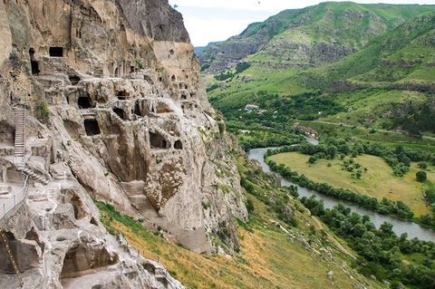 Vardzia Georgia Cave Monastery Getty Vardzia is a cave monastery site in southern Georgia, excavated from the slopes of the Erusheti Mountain on the left bank of the Kura River, thirty kilometres from Aspindza.