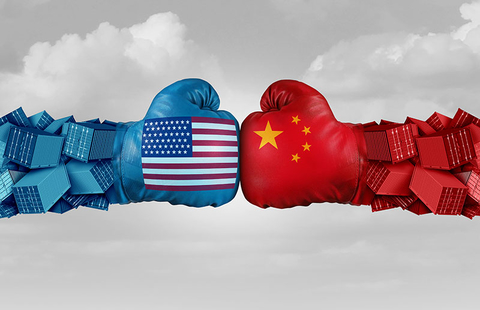 China U.S. Trade Dispute Getty China USA or United States trade and American tariffs conflict with two opposing trading partners as an economic import and exports dispute concept with 3D illustration elements