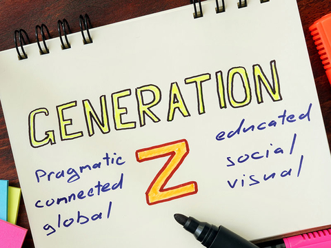 Generation Z Getty Notepad with generation z on the wooden table.