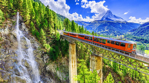 Switzerland’s Gornergrat railway connecting Zermatt with the peak of the Gornergrat, with a view of the Matterhorn. Switzerland’s Gornergrat railway connecting Zermatt with the peak of the Gornergrat, with a view of the Matterhorn.