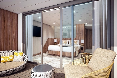 Celebrity Flora Celebrity Cruises Galapagos Sky Suite w Traditional Verandah Editorial Use Only Photo courtesy of Celebrity Cruises Celebrity Flora Celebrity Cruises Galapagos Sky Suite Traditional w Verandah Editorial Use Only Photo courtesy of Celebrity Cruises