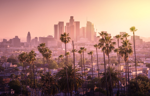 Los Angeles Skyline The newly opened, completely renovated Mayfair Hotel is located in downtown Los Angeles, and is near the Staples Center, LA Live and the 7th Street Restaurant and Shopping Corridor.
