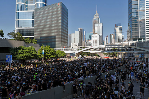 Hong Kong Protests Newscred Editorial Travel Group Only Protesters occupy the roads near the Legislative Council building and the Central Government building during the anti-extradition bill protest in Hong Kong.